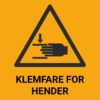 Klemfare for hender – ISO 7010