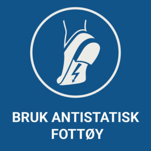 Bruk antistatisk fottøy – ISO 7010