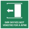 Dør skyves mot venstre for å åpne – ISO 7010
