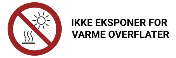 Ikke eksponer for sollys eller varme overflater – ISO 7010 - Bilde 2