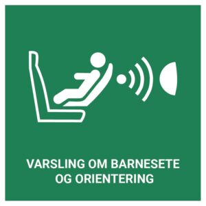 Varsling om barnesete og orientering – ISO 7010